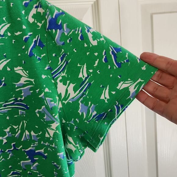 Kim Rogers Set Of 2 Tops Size 1X Blue White Polka-Dot Green Absract 100% Cotton - Picture 10 of 14